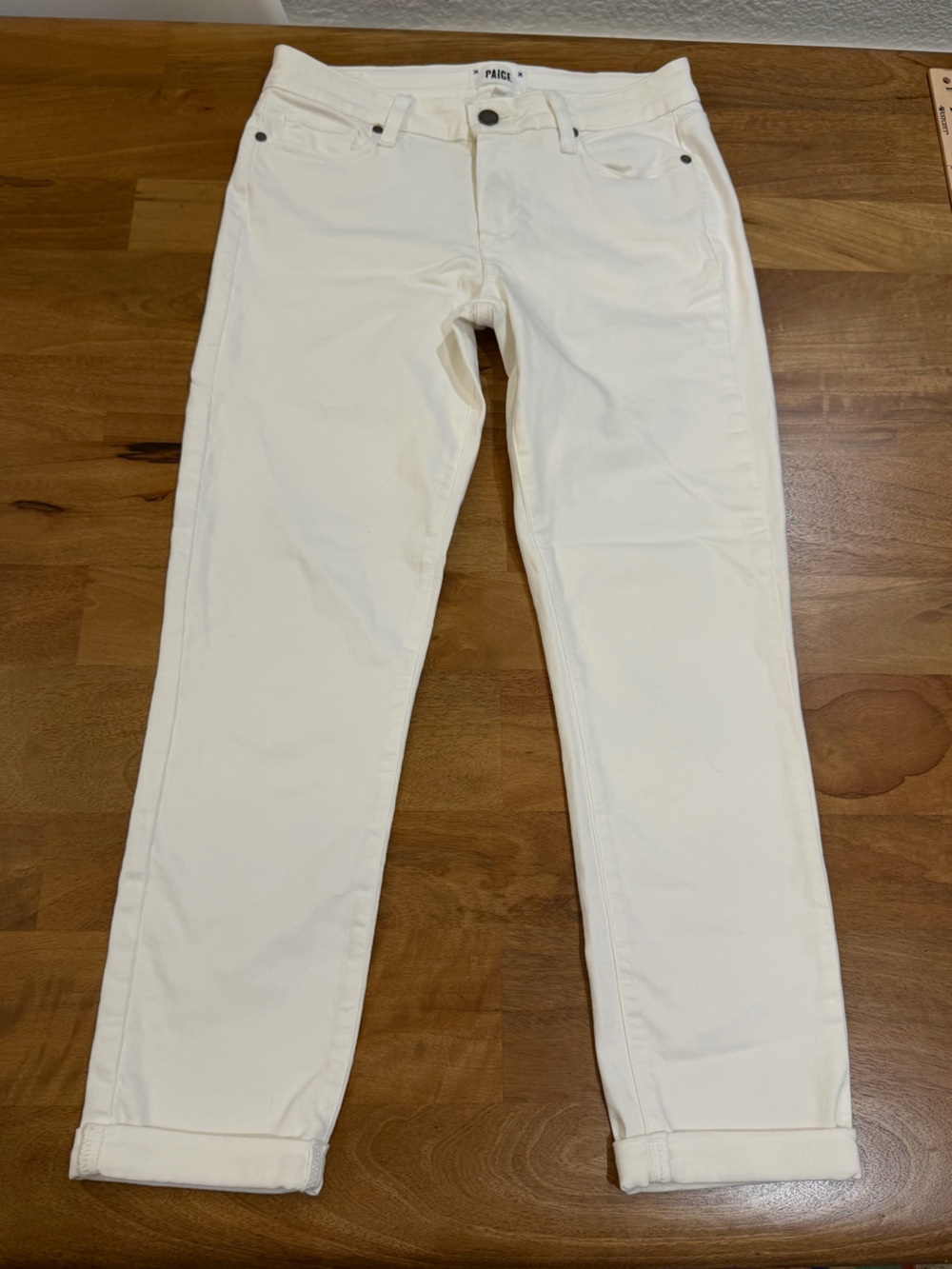 PAIGE White Cropped Cuffed Jeans Size 28 EUC